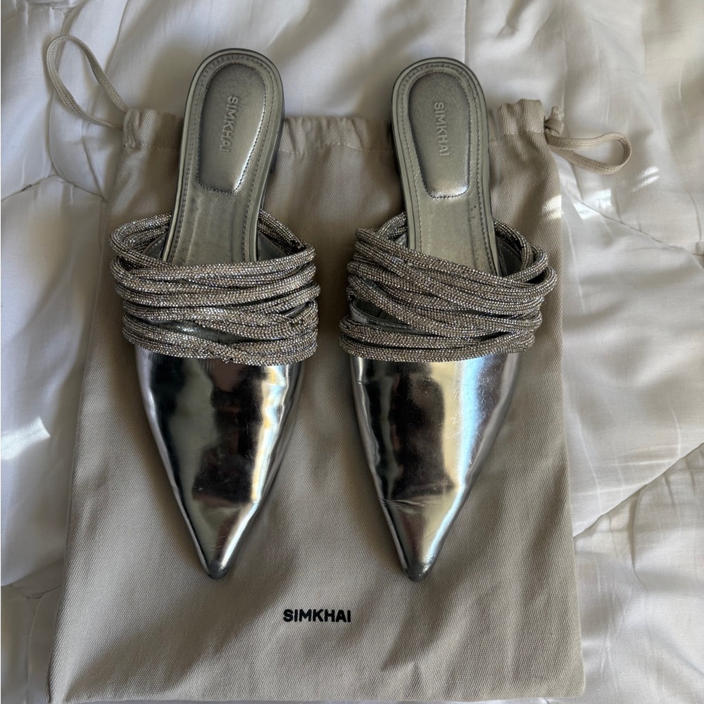 Jonathan Simkhai Silver Pointed Flats